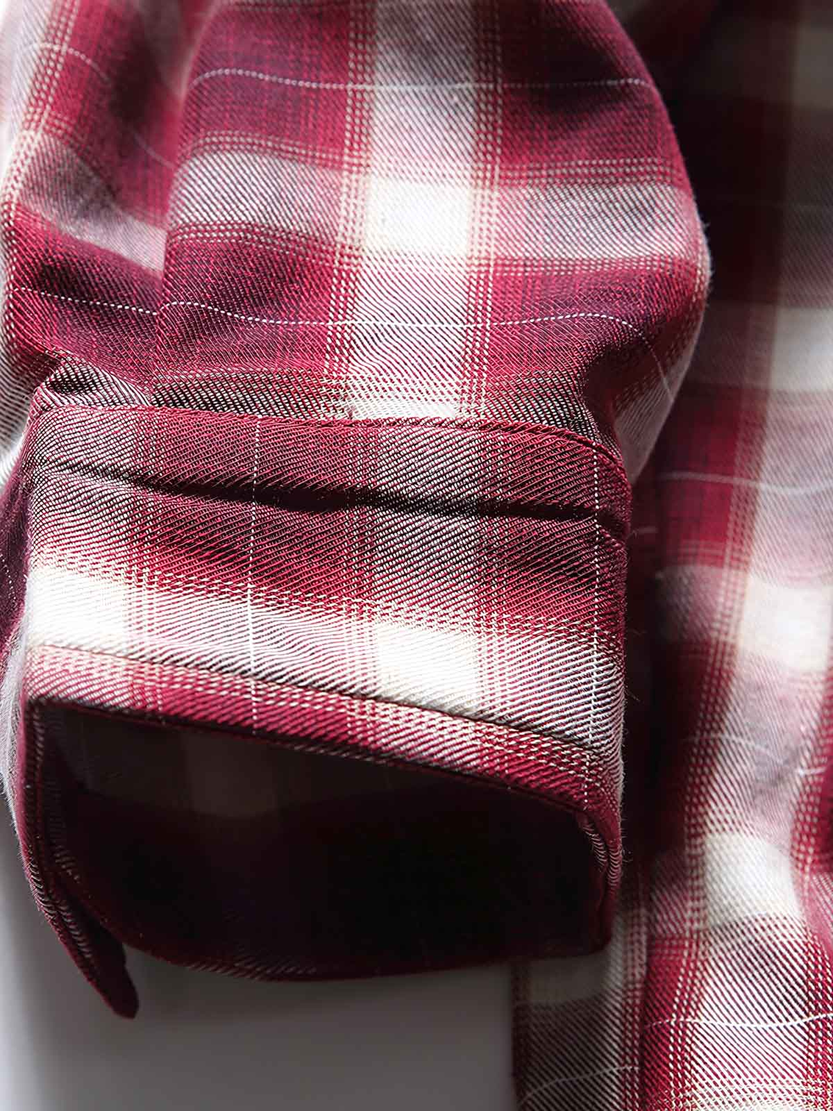 製品画像: ヴィンテージチェック ドローストリングフードジャケットのフロント展示 詳細画像: フードとドローストリングのディテール展示