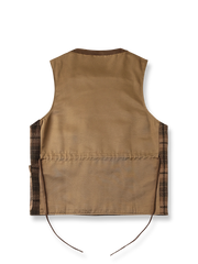 チェック柄紐付きワークベスト正面展示