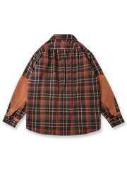 製品画像: パッチワークチェック柄長袖シャツ正面図