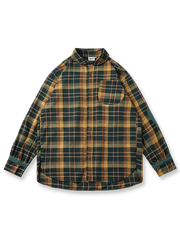 パッチワークチェック柄長袖シャツ正面図