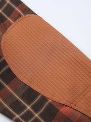 シャツのディテール、チェック柄とパッチワークデザイン