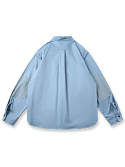 多ポケットワークフレンチスタンドカラー長袖シャツの正面展示