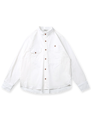 多ポケットワークフレンチスタンドカラー長袖シャツの正面展示