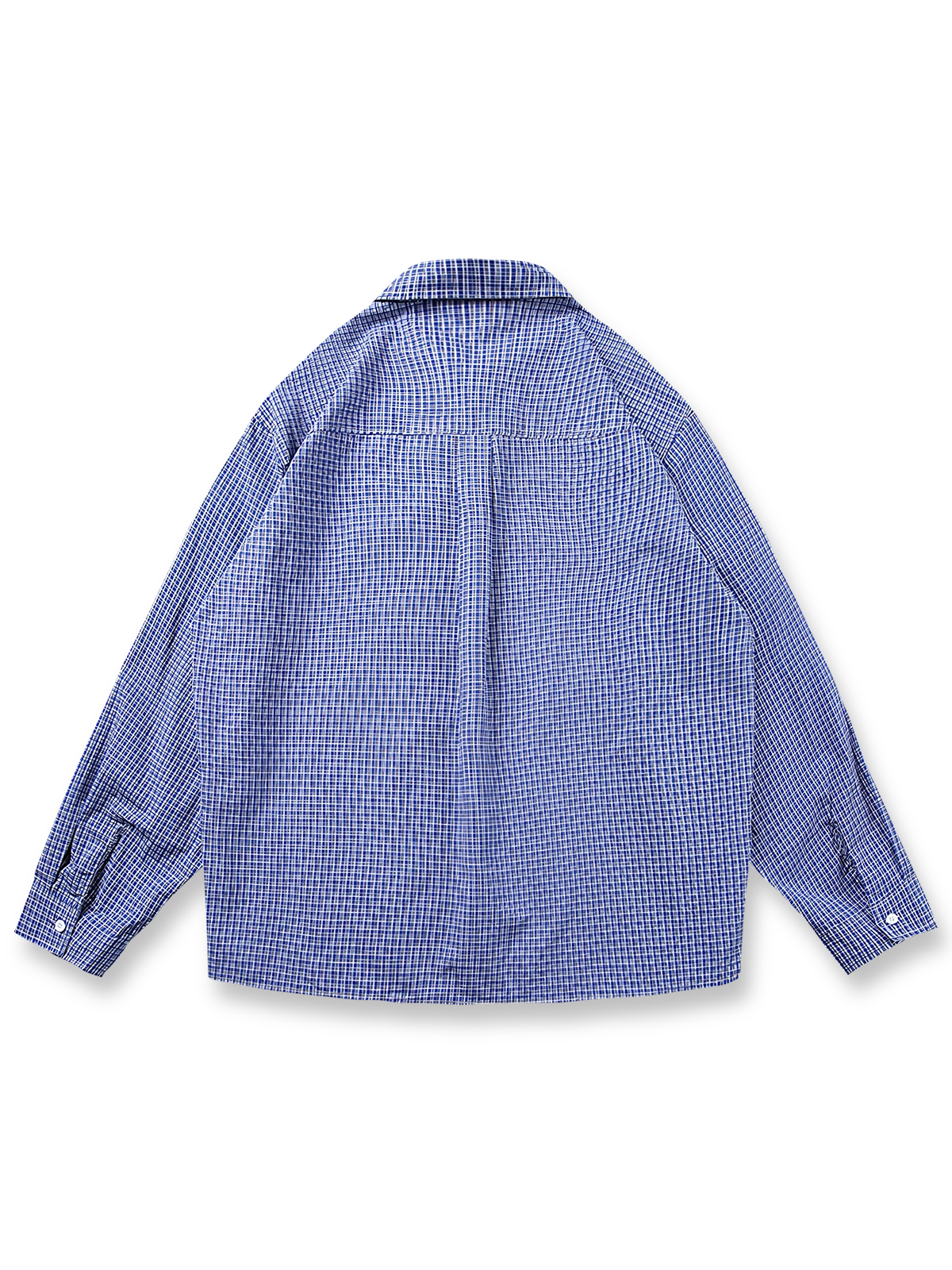 刺繍入りチェック柄襟付きシャツの正面画像