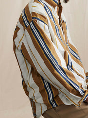 ヴィンテージ加工ストライプ長袖シャツ