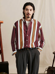ヴィンテージ加工ストライプ長袖シャツ