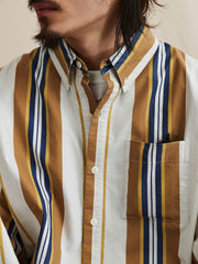 ヴィンテージ加工ストライプ長袖シャツ