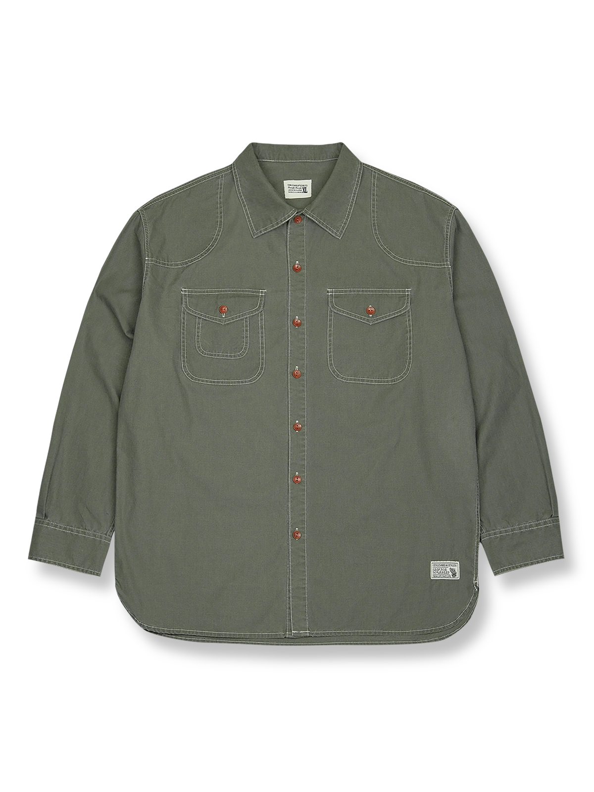 ヴィンテージ加工ワーク長袖シャツの全体展示