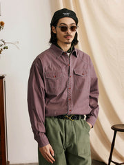 ヴィンテージ加工ワーク長袖シャツ