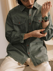 ヴィンテージ加工ワーク長袖シャツ