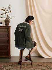 竹節柄デトロイトジャケット