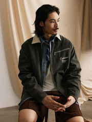 竹節柄デトロイトジャケット