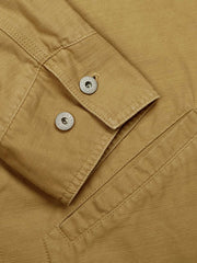 詳細画像: 竹節柄生地とコーデュロイの襟のディテールクローズアップ