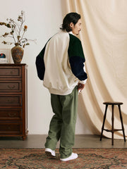 パッチワーク コントラストカラー スポーツジャケット