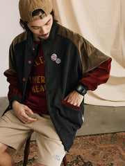 パッチワーク コントラストカラー スポーツジャケット