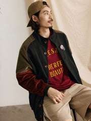 パッチワーク コントラストカラー スポーツジャケット