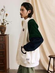 パッチワーク コントラストカラー スポーツジャケット