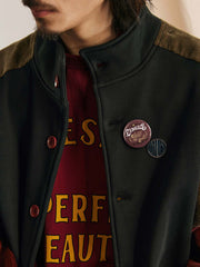 パッチワーク コントラストカラー スポーツジャケット