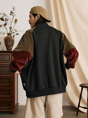 パッチワーク コントラストカラー スポーツジャケット