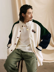 パッチワーク コントラストカラー スポーツジャケット