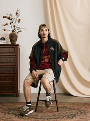 パッチワーク コントラストカラー スポーツジャケット