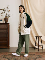 パッチワーク コントラストカラー スポーツジャケット