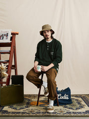 ヘンリーネック ワッフル 長袖Tシャツ