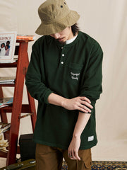 ヘンリーネック ワッフル 長袖Tシャツ