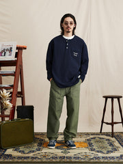 ヘンリーネック ワッフル 長袖Tシャツ