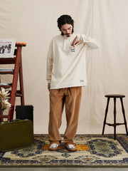 ヘンリーネック ワッフル 長袖Tシャツ