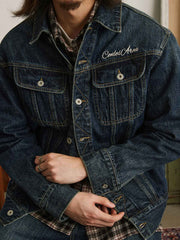 刺繍 ヴィンテージ加工 デニムジャケット