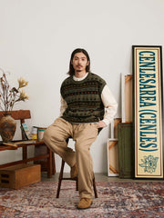 レトロパターン ニットベスト