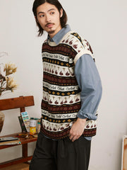 レトロパターン ニットベスト