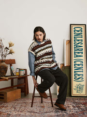 レトロパターン ニットベスト