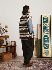 レトロパターン ニットベスト