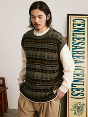 レトロパターン ニットベスト