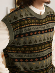 レトロパターン ニットベスト