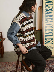 レトロパターン ニットベスト