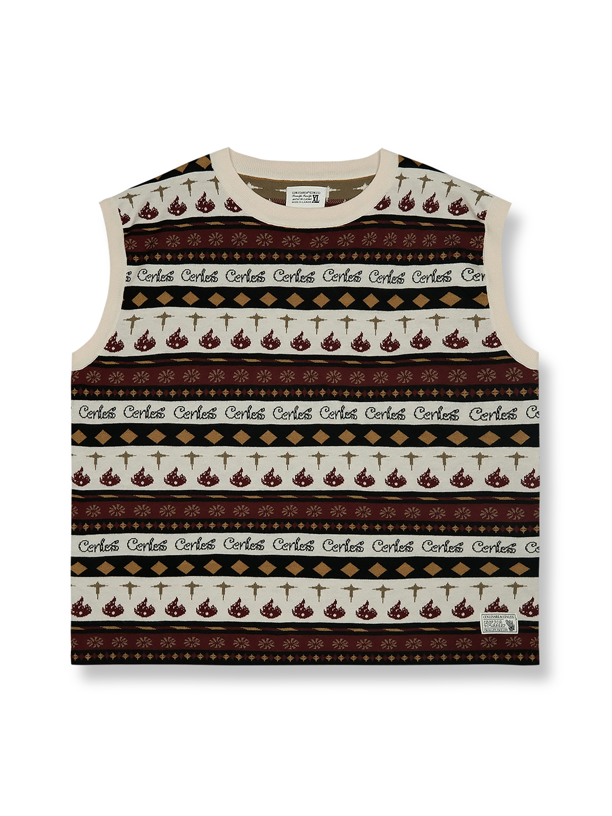 製品画像: レトロパターン ニットベストの全体展示