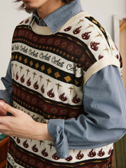 レトロパターン ニットベスト