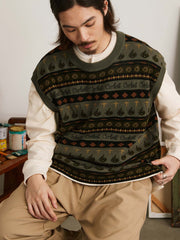 レトロパターン ニットベスト