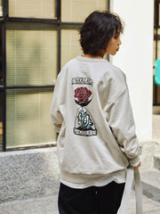 ローズサンドグラステーマ プリントクルーネックスウェット