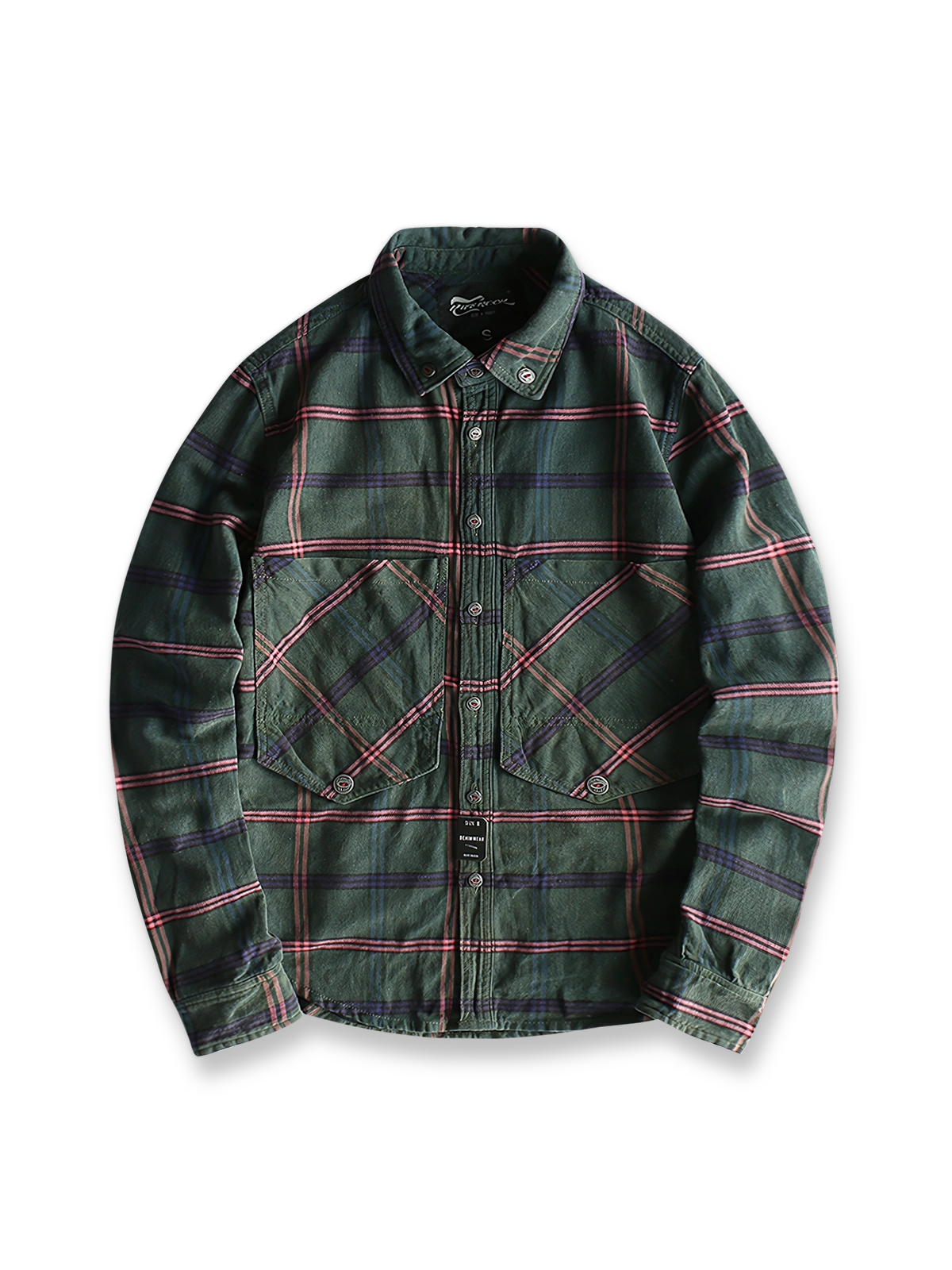 クラシックなアメリカンヴィンテージワークスタイルチェックシャツの正面展示