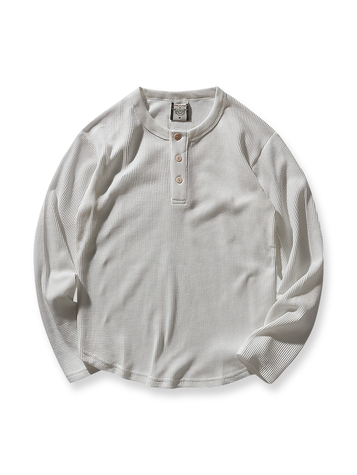 ヴィンテージヘンリーネックワッフル長袖Tシャツの正面展示