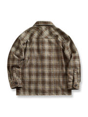 製品画像: 厚手の格子柄配色ドロップショルダーラシャシャツの全体表示