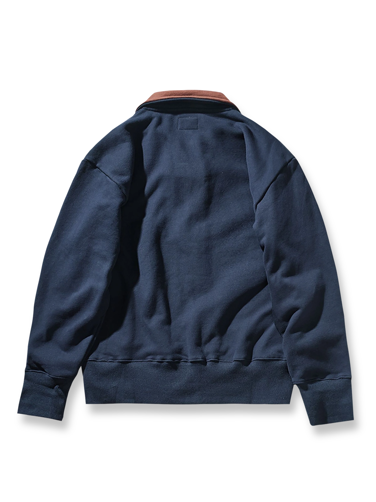 製品画像: アメリカンレトロカラー切り替え襟付きスウェットの全体画像
詳細画像: カラー切り替え襟とフリース裏地の詳細画像