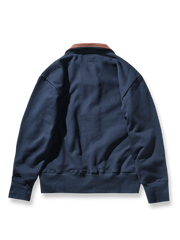 製品画像: アメリカンレトロカラー切り替え襟付きスウェットの全体画像
詳細画像: カラー切り替え襟とフリース裏地の詳細画像