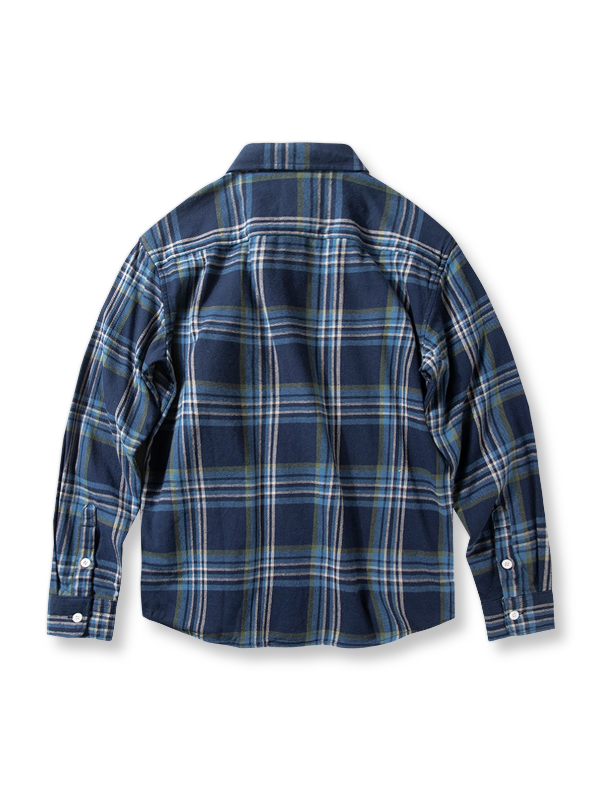 製品画像: クラシックなヴィンテージチェックシャツの正面全体画像
詳細画像: 精密なカッティングによるチェック柄ディテールの画像