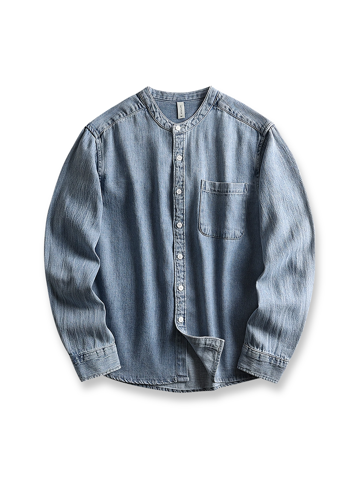 製品画像: ヴィンテージスタンドカラーデニムシャツの正面展示