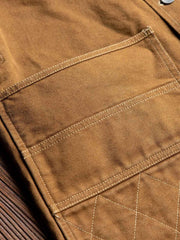 製品画像: ヴィンテージ風カーペンターオーバーオールの正面展示
詳細画像: ダイヤモンドステッチのディテール